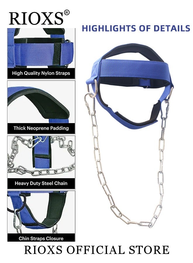 RIOXS Neck Weight Training Straps,Padded Neck Training Head Harness With Adjustable Chain And D-Rings,Head Harness For Strength Fitness Powerlifting,Improve Muscle Strengt,Gym Bodbuilding Equipment For Stronger Neck - Image 5