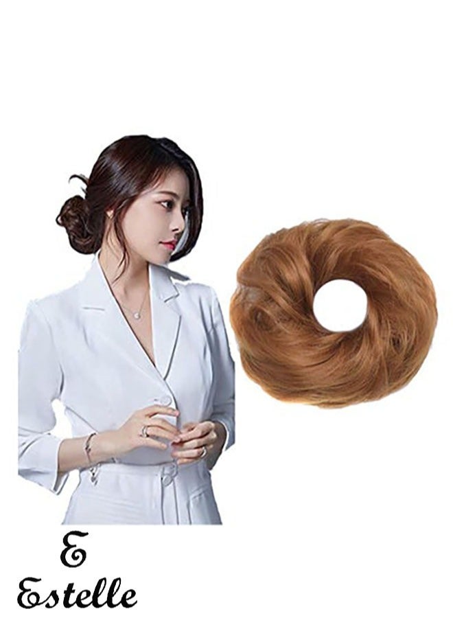 إستيل كعكة الشعر الفوضوي سكرانشي مع شريط مطاطي مرن على شكل ذيل حصان أوبدو شينيون دونات على شكل ذيل حصان شعر صناعي مجعد للنساء (اللون رقم 27) - Image 1