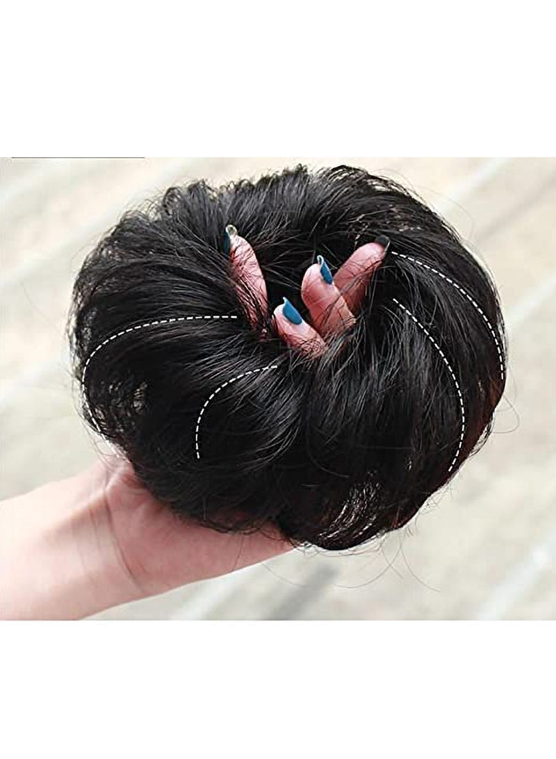 إستيل كعكة الشعر الفوضوي سكرانشي مع شريط مطاطي مرن على شكل ذيل حصان أوبدو شينيون دونات على شكل ذيل حصان شعر صناعي مجعد للنساء (اللون رقم 27) - Image 4