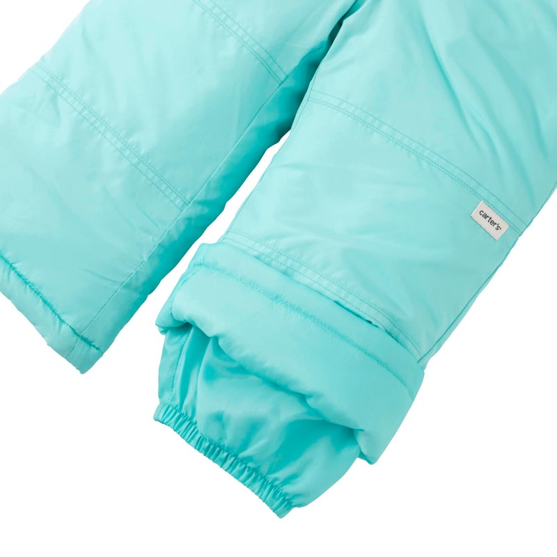 Carter's Unisex Kids Insulated Snow Bib Snow-ver-all Ski Pants, Turquoise, 3T - Image 2