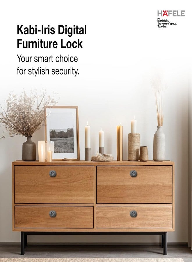 Hafele Kabi-Iris Cabinet Lock, Matt Black, Capacitive Fingerprint Access, Status Indicator, Smart Lock for Cabinet and Drawers - Image 2