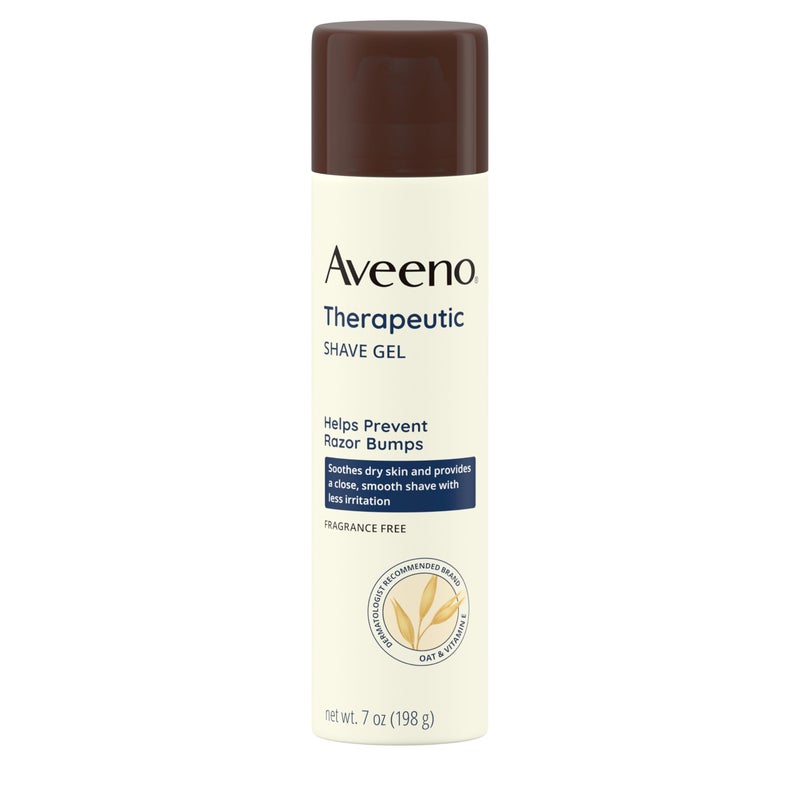 Aveeno Therapeutic Shave Gel with Oat and Vitamin E to Help Prevent Razor Bumps, Soothes Dry Skin and Provides a Close, Smooth Shave with Less Irritation, Fragrance-Free, 7 oz - Image 1