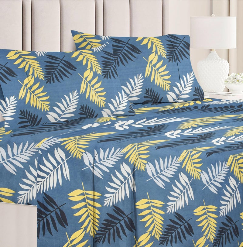 VAS COLLECTIONS Premium 3D Printed 144 TC Microfiber Double Bedsheet with 2 King Size Pillow Covers (90X90 Inches) Pam Tree Dark Grey - Image 2