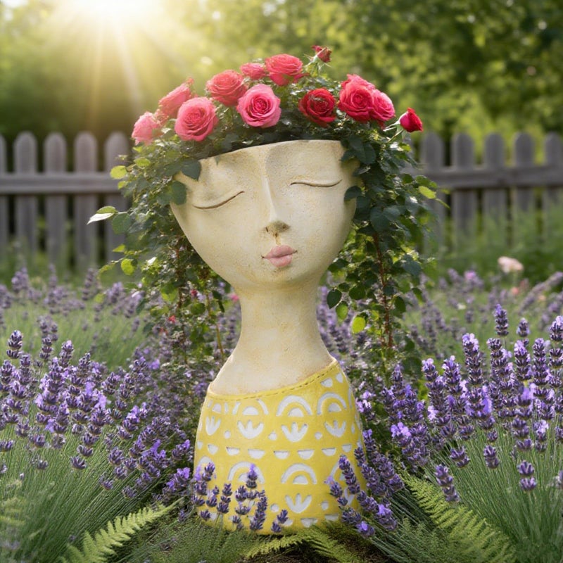DiliComing Face Planter-Pots for Indoor Plants - 11 Inch Tall Planters for Flowers Head Planter with Drainage for Patio Yard Garden Succulent Pots Garden Decor 6 x 6 x 11 Inch - Image 5