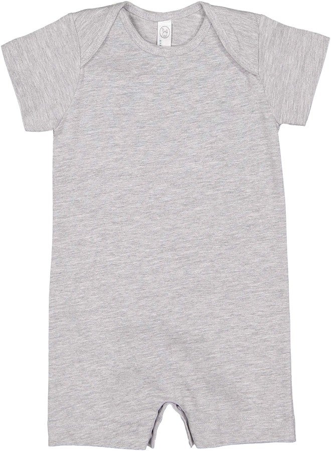 RABBIT SKINS Infant 100% Cotton Premium Jersey Short Sleeve Romper, Heather, 12 Months - Image 1