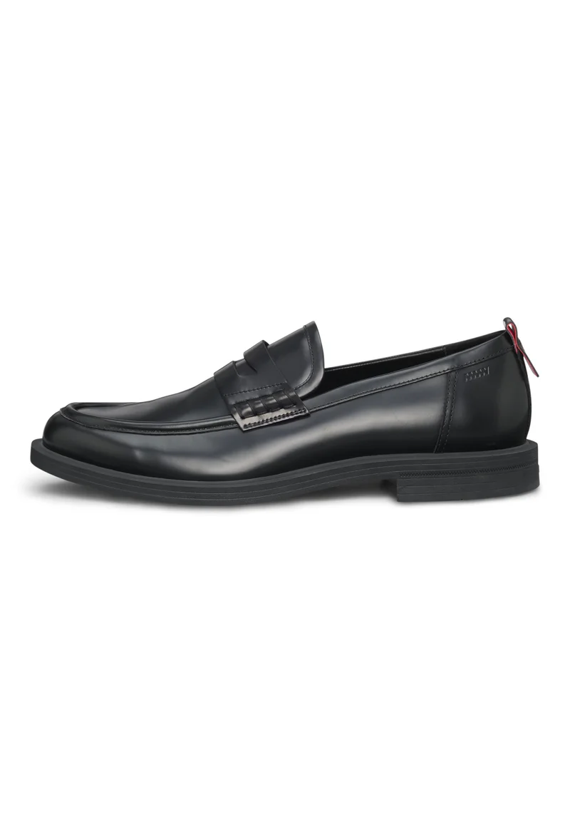 HUGO black Leather loafers with penny trim for Men | Best Price UAE