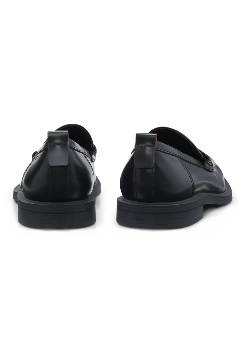 HUGO black Leather loafers with penny trim for Men | Best Price UAE