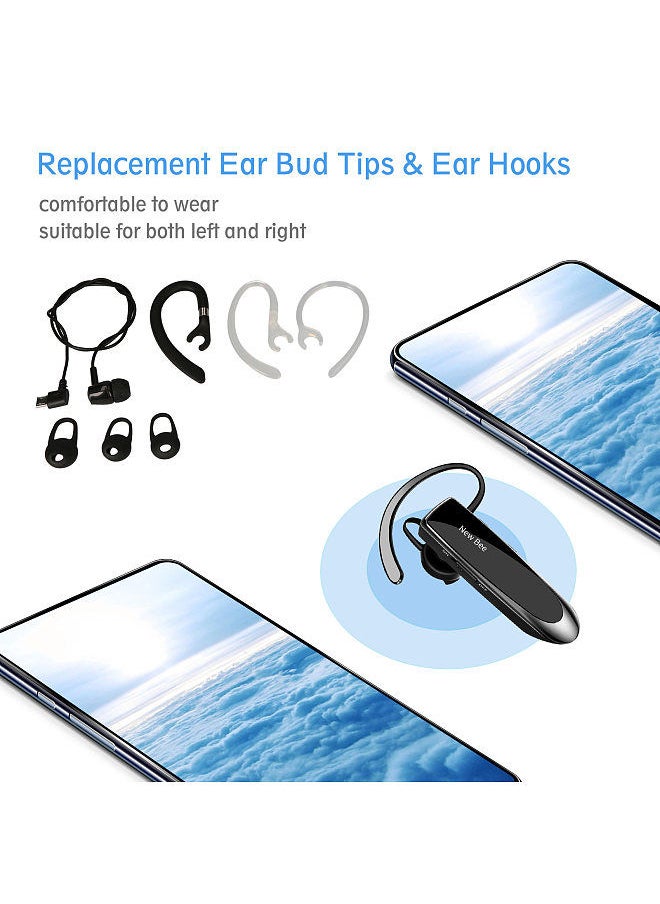 New Bee - NEW BEE Single Wireless Bluetooth Headset Earphone Noise Cancelling Mic Sports Headphone Hands-Free Earbuds 24 Hrs Driving 60 Days Standby Time for Office Travel Driving Black - Image 1