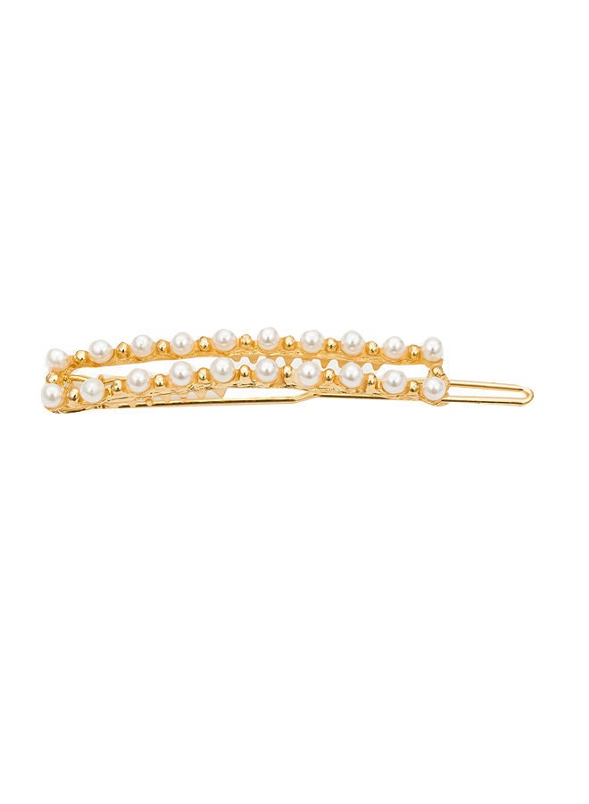 NIBEMINENT Stylish Elegant Hair Clip Gold/White