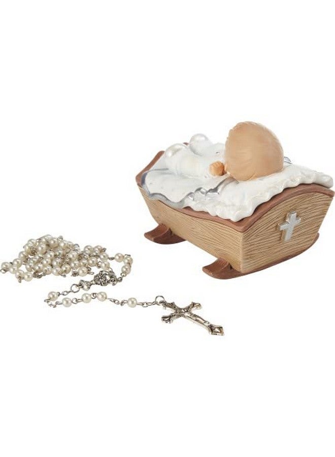 Precious Moments Precious Moments Baby in Cradle Baptism Rosary Box with White Rosary - Boy - Image 3