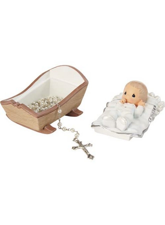 Precious Moments Precious Moments Baby in Cradle Baptism Rosary Box with White Rosary - Boy - Image 2