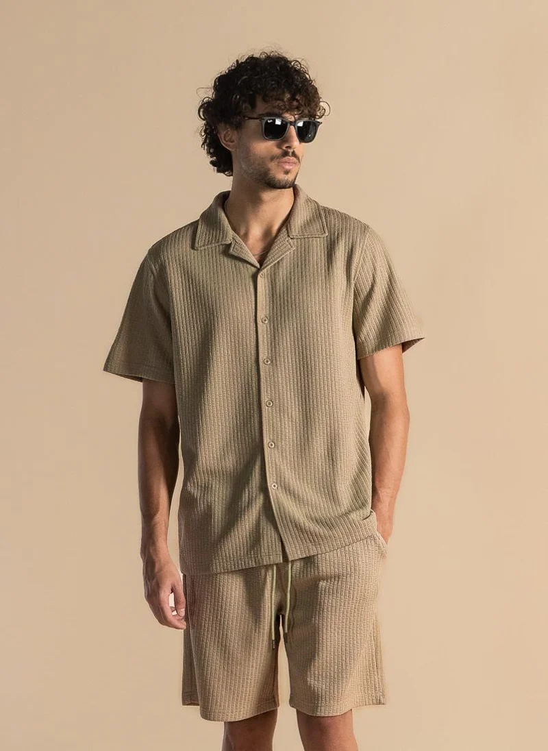 SHAPES TEXTURED SHIRT SET
