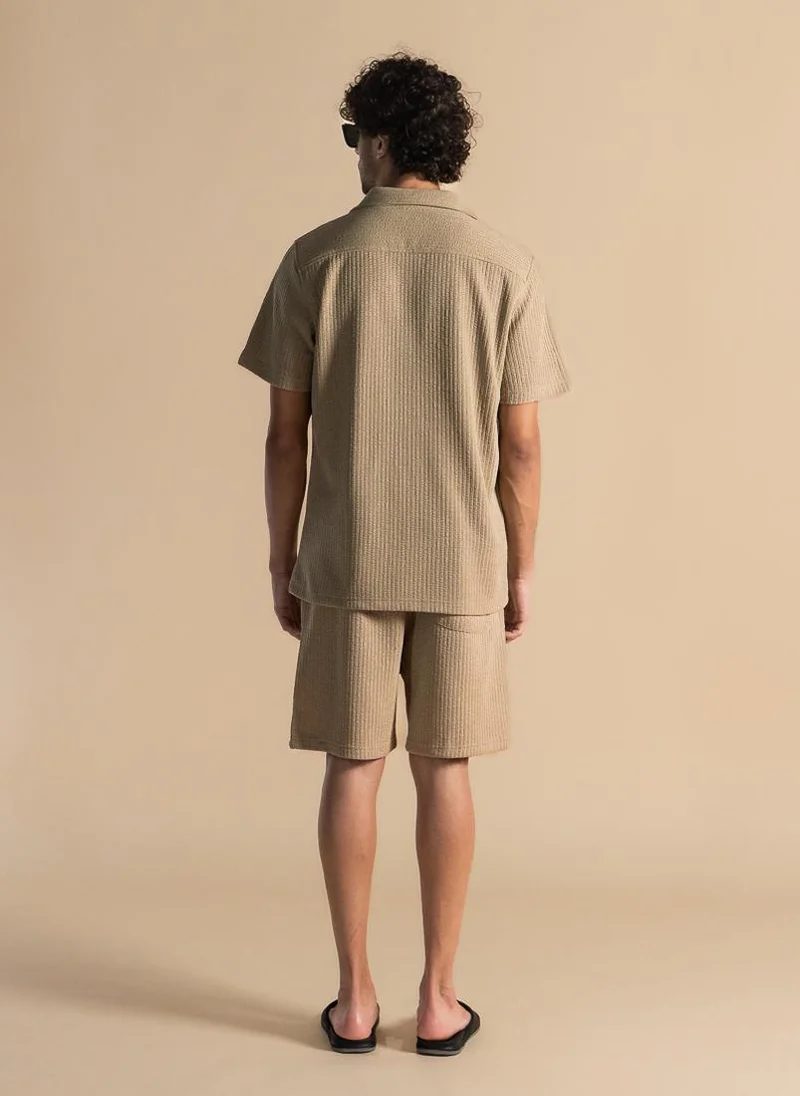 SHAPES TEXTURED SHIRT SET