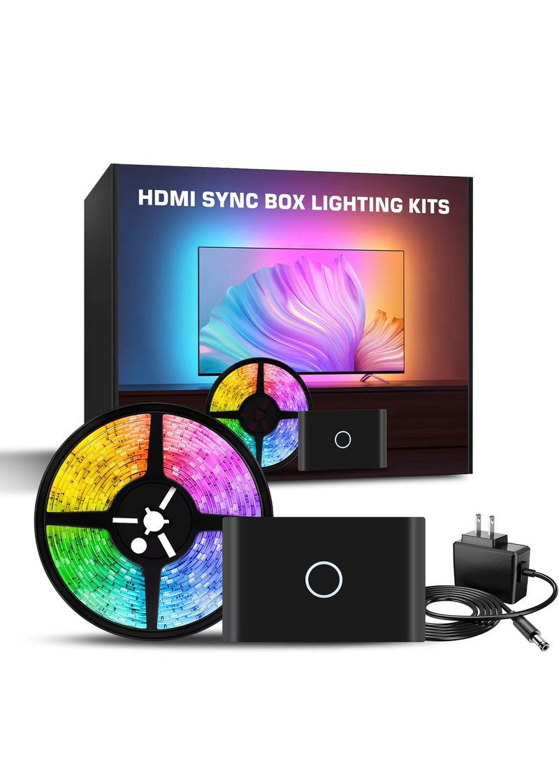 TV LED Backlights Strip Lights with HDMI 2.0 Sync TV Box and Music 4K HDR IP65 Support HDMI strip for 55-65 Inch TVs PC, 4-meter RGBIC led strip light (60Leds/m) - Image 2