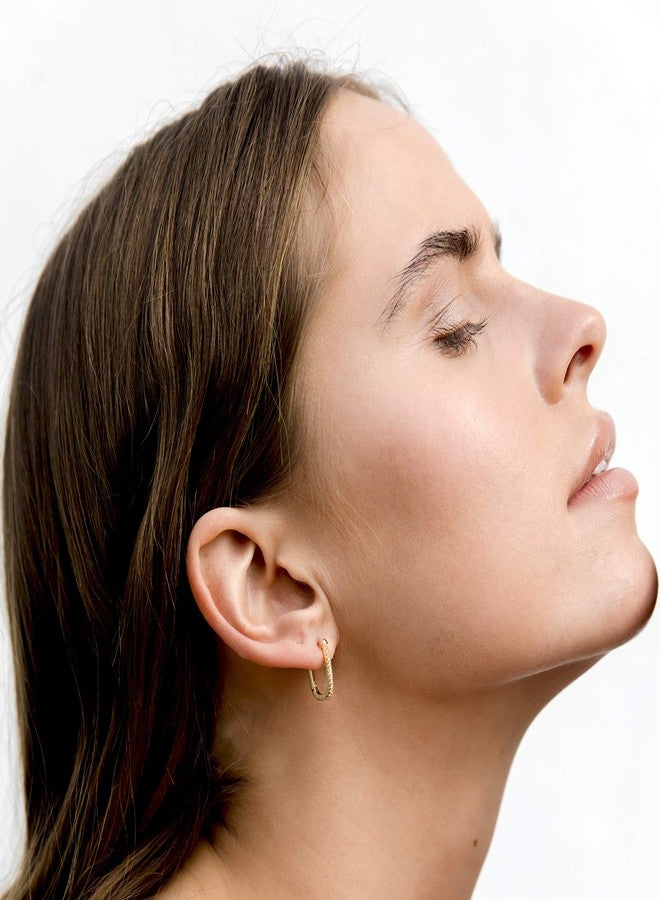 PAVOI 14K Gold Plated 925 Sterling Silver Cubic Zirconia U-Shaped Huggie Earrings in Yellow Gold - Image 3