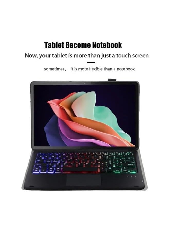 General - Arabic and English Backlit Keyboard Case Compatible with Honor Pad X8a 11 Inch (2024), with Magnetic Removable Wireless Colorful Backlit Touch Keyboard and Protective Case - Image 1