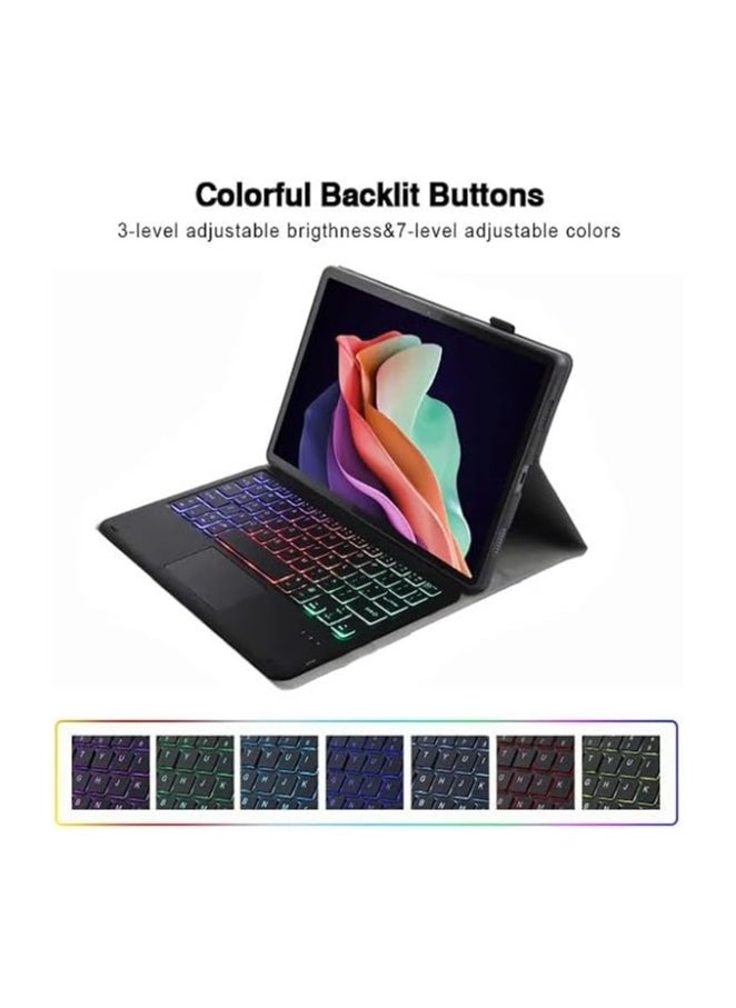 General - Arabic and English Backlit Keyboard Case Compatible with Honor Pad X8a 11 Inch (2024), with Magnetic Removable Wireless Colorful Backlit Touch Keyboard and Protective Case - Image 1