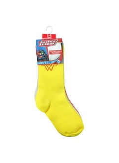 Justice League Wonder Women Bamboo Cotton Sock - Solid (Pack Of 3) - Yellow/Grey/Red 5-8Y  - Image 1