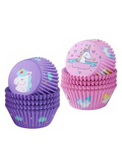 إيروريكس Cupcake Liners for Party Cup Cake, 200 Pcs, Baking Cups, Cupcake Case Rainbow Cup Cake Liners for Decorations Girl Kids Birthday Supplies (Light Pink and Purple)  - Image 1