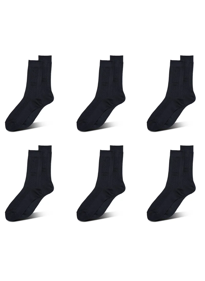 AMPM MEN'S FORMAL SOCKS (PACK OF 6) - NAVY BLUE