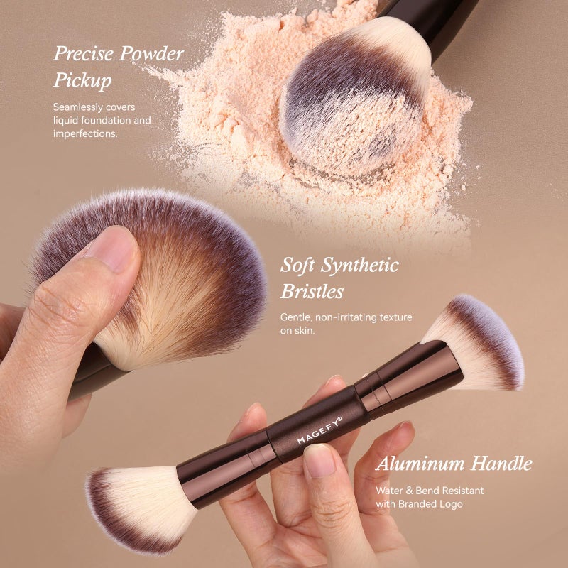 MAGEFY Makeup Brushes 22-in-12 Professional Makeup Brush Set Double-End Make Up Brushes for Powder Concealers Eye Shadows Blush with Gift Box - Image 3