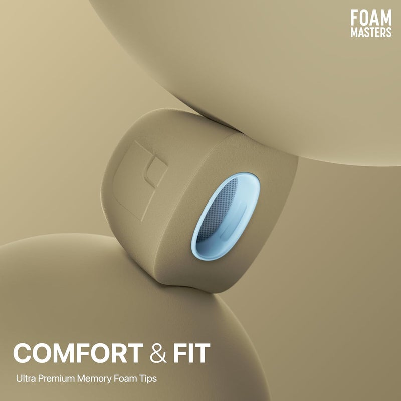 AutoLine Pro Foam Masters Ultra-Premium Memory Foam Ear Tips for AirPods Pro 1st & 2nd Gen | 3 Pairs | New Ver. | Secure Fit | Super Comfort | Better Noise Cancel | Replacement Buds (Assorted S/M/L, FDE Tan) - Image 4