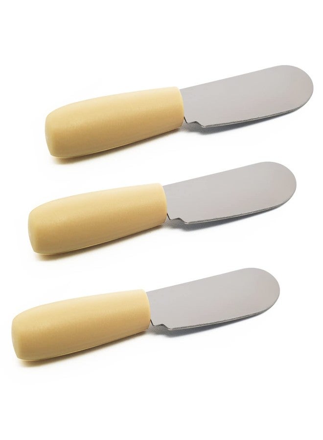 OLIREXD Stainless Steel Small Mini Butter Spreader, Sandwich Cream Cheese Condiment Knives Set, Plastic Handle, 4 Inches, Set of 3 - Image 1