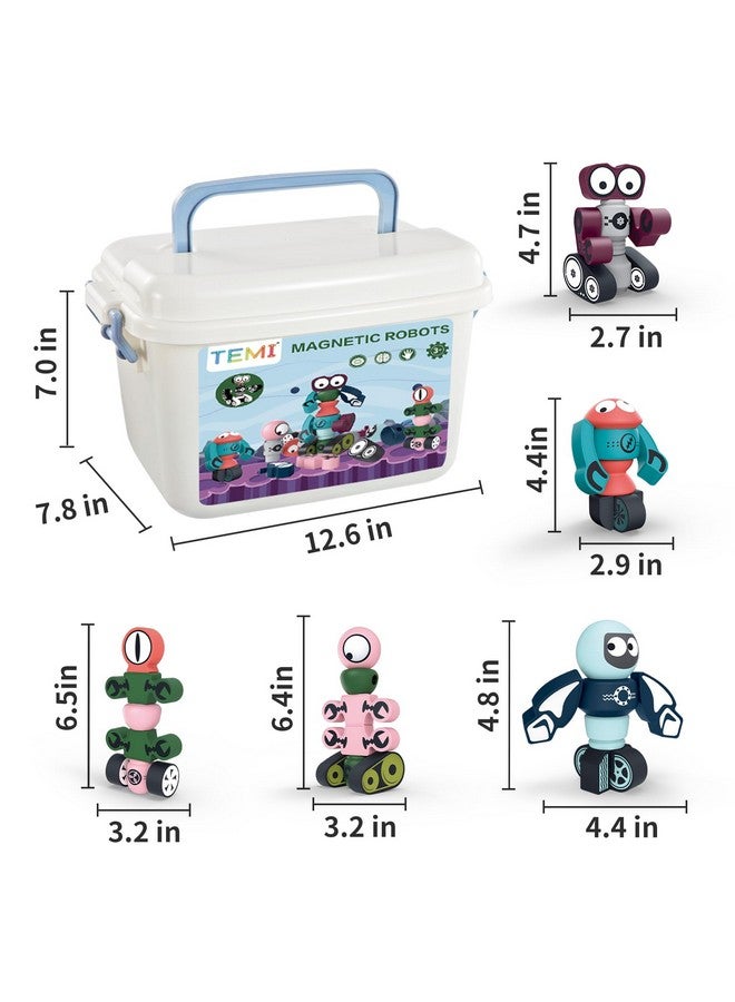 TEMI Magnets Robot Toy For 3 4 5 6 7 Year Old Boys - Transform Toys Planet Magnetic Building Blocks Stacking For Toddler, Learning Educational Christmas And Birthday Gifts For Kids Ages 3-7 - Image 1