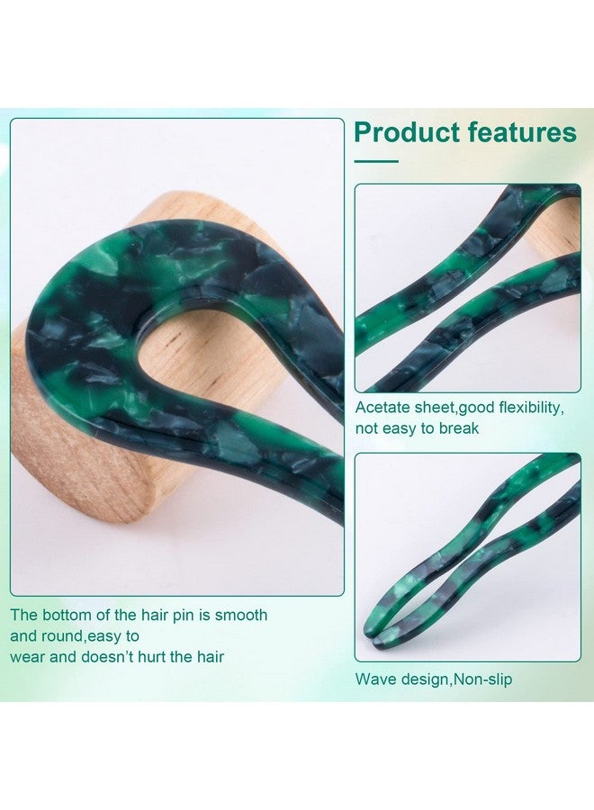 OIIKI 3Pcs French U Shaped Hair Forks Pins Sticks For Buns Thick Long Hair 4.5Inch Large Wavy French Hair Pins Tortoise Shell 2 Prong Ushape Hairpins Hair Accessories For Women Girls - Image 3