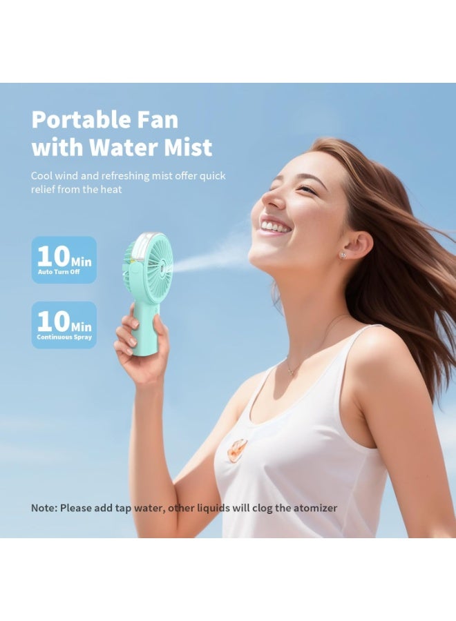 general Handheld Misting Fan Portable, 4000mAh Rechargeable Small Personal Water Spray Hand Held Mist Fan Battery Operated, 90° Rotatable, Power Bank for Travel Home Office Men Women Kids (Green)  - Image 2
