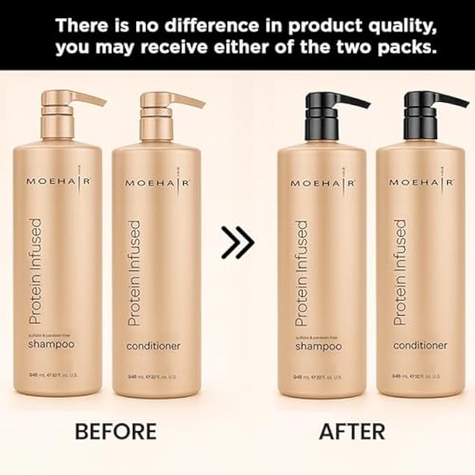 MoeHair PROTEIN INFUSED SHAMPOO AND CONDITIONER SET FOR DRY & DAMAGED HAIR | STRENGTHENS HAIR FIBER | SULFATE & PARABEN FREE | ADDS SHINE, SOFTENS & HYDRATES HAIR (32 FL OZ) - Image 3
