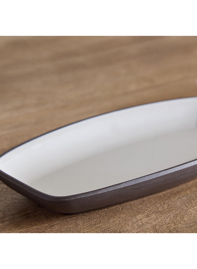 Home Box Home Box Mocha Mist 2-Tone Melamine Oval Serving Platter 27.94 x 3.3 x 13.79 cm - Image 3