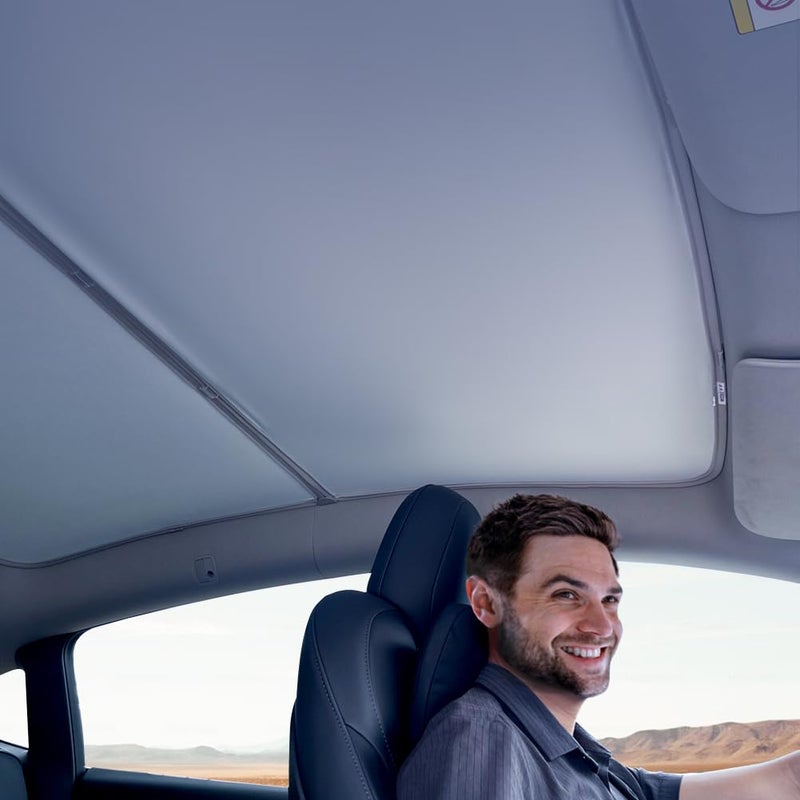TESBEAUTY Upgraded Sunroof Shade Sun Shade for Tesla Model Y Glass Roof Sun Shade No Sagging 2in1 Roof Shade