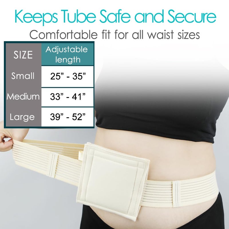 WoundWarrior [2 Pack] Feeding Tube Belt, PEG Tube Holder G-Tube Protective Belt Breathable Beige with Slit for G Tube J Tube PEG Tube Supplies, No More Taping The Tube - Image 5