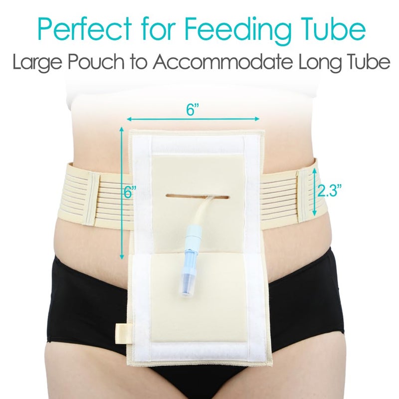WoundWarrior [2 Pack] Feeding Tube Belt, PEG Tube Holder G-Tube Protective Belt Breathable Beige with Slit for G Tube J Tube PEG Tube Supplies, No More Taping The Tube - Image 2
