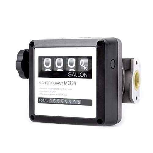 TUNTROL Mechanical Fuel Flow Meter for All Fuel Transfer Pumps, 7-20 GPM 1" Internal Thread 4-Digital Batch Display - Image 1