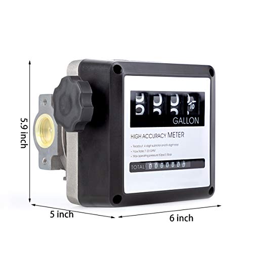 TUNTROL Mechanical Fuel Flow Meter for All Fuel Transfer Pumps, 7-20 GPM 1" Internal Thread 4-Digital Batch Display - Image 2