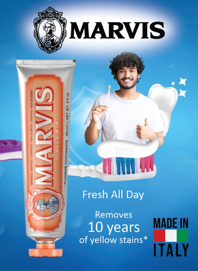 Marvis Ginger Mint Toothpaste, Intense Fresh Breath, Plaque & Cavity Protection 85ML Pack of 2 - Image 2