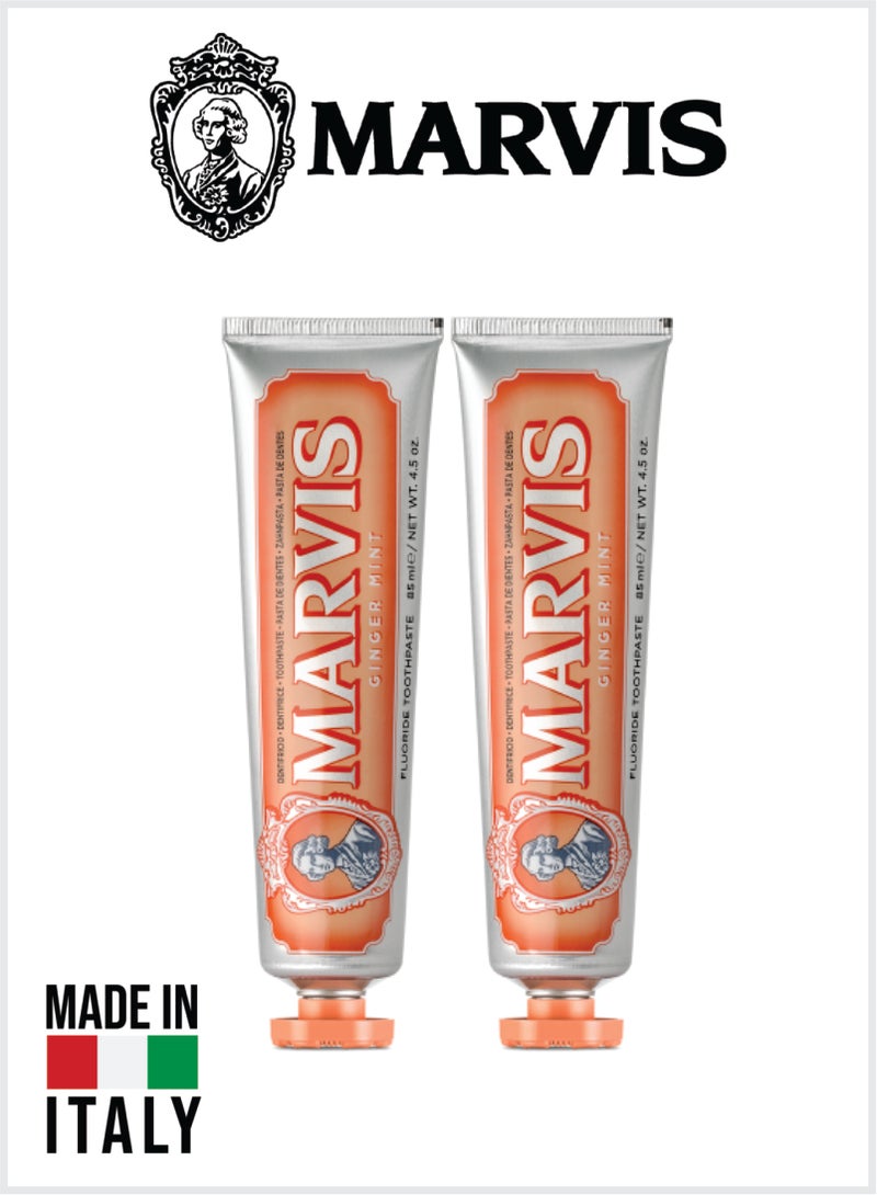 Marvis Ginger Mint Toothpaste, Intense Fresh Breath, Plaque & Cavity Protection 85ML Pack of 2 - Image 1