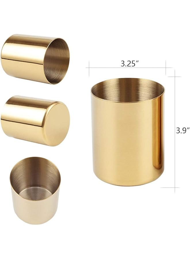 erorex Pencil Cup Holder Desk Organizer Gold Pen Pot Pen Holder Container Desktop Stationery Organizer Table Vases Flower Pot Makeup Brush Holder Stainless Steel Gold - Image 3