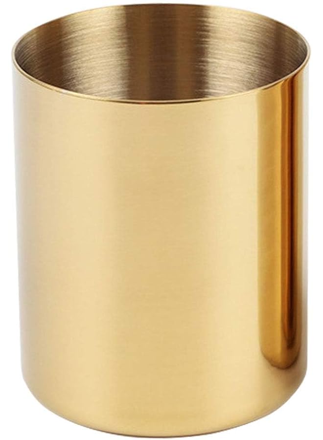 erorex Pencil Cup Holder Desk Organizer Gold Pen Pot Pen Holder Container Desktop Stationery Organizer Table Vases Flower Pot Makeup Brush Holder Stainless Steel Gold - Image 1