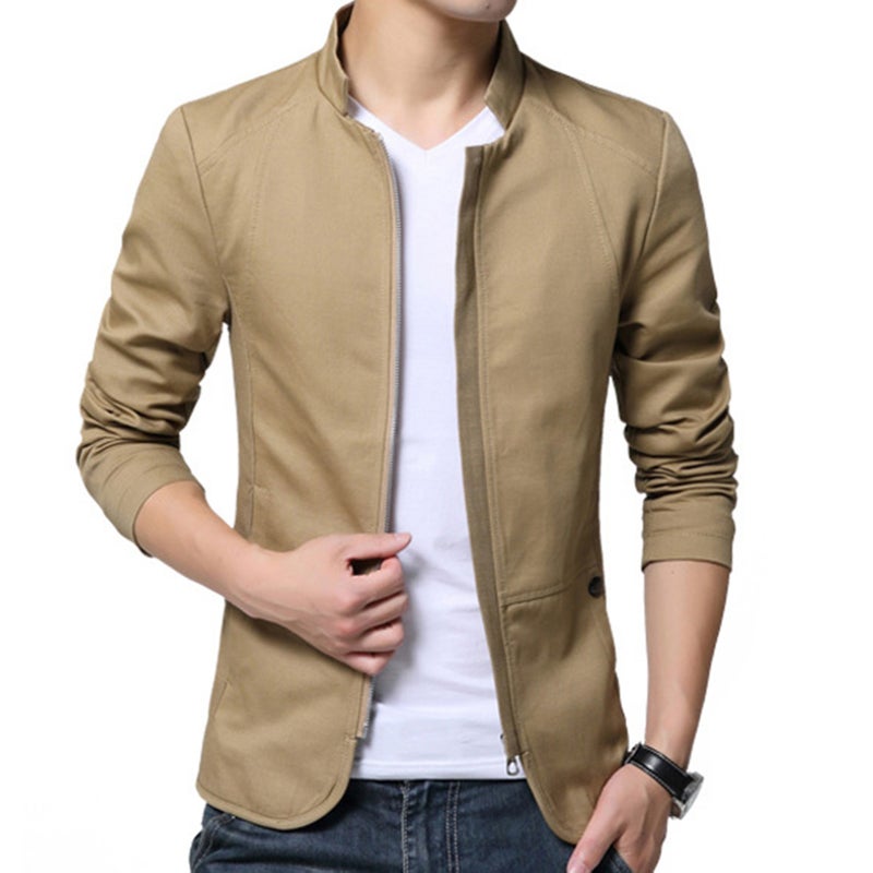 Autumn Men's Stand Collar Washed Jacket Men's Slim Coat Business Jacket - Image 1
