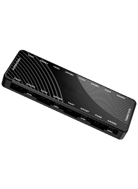 ARGB Fan HUB Controller, PWM Fan Hub Support 8 Groups of Fans for Addressable 5V 3Pin ARGB & 12V 4Pin PWM, 2-in-1 RGB Case Fan Hub with Hidden Magnetic Base and SATA Power