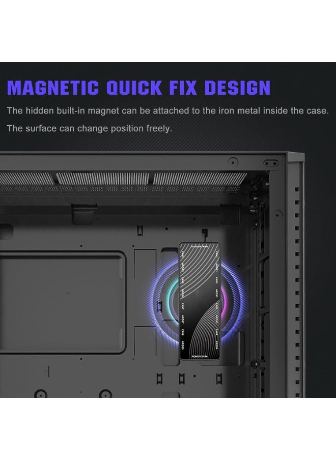 ARGB Fan HUB Controller, PWM Fan Hub Support 8 Groups of Fans for Addressable 5V 3Pin ARGB & 12V 4Pin PWM, 2-in-1 RGB Case Fan Hub with Hidden Magnetic Base and SATA Power
