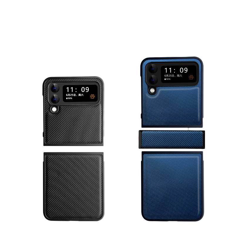 Protective Case | Green | PC | Carbon Fiber Texture | Leather Patch | Cover for Samsung Galaxy Z Fold 6 - Image 3