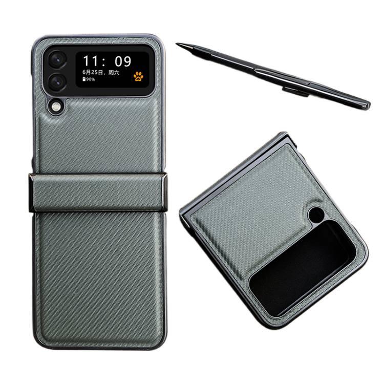 Protective Case | Green | PC | Carbon Fiber Texture | Leather Patch | Cover for Samsung Galaxy Z Fold 6 - Image 2