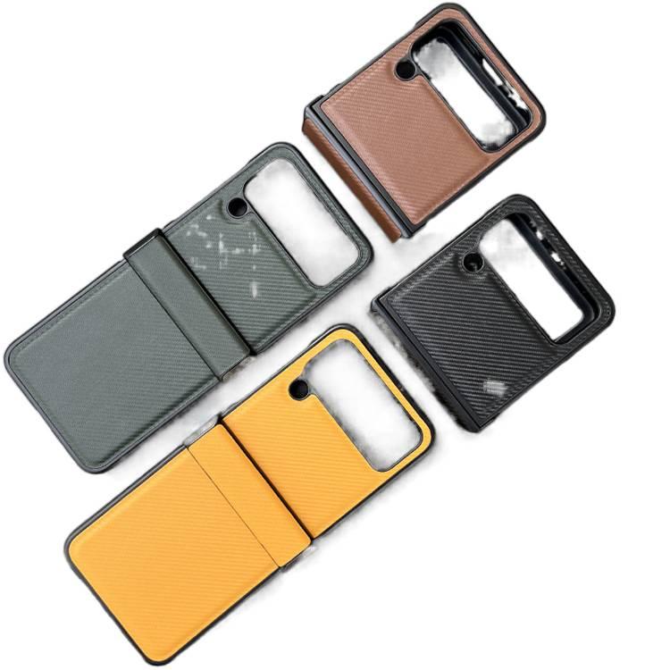 Protective Case | Green | PC | Carbon Fiber Texture | Leather Patch | Cover for Samsung Galaxy Z Fold 6 - Image 5
