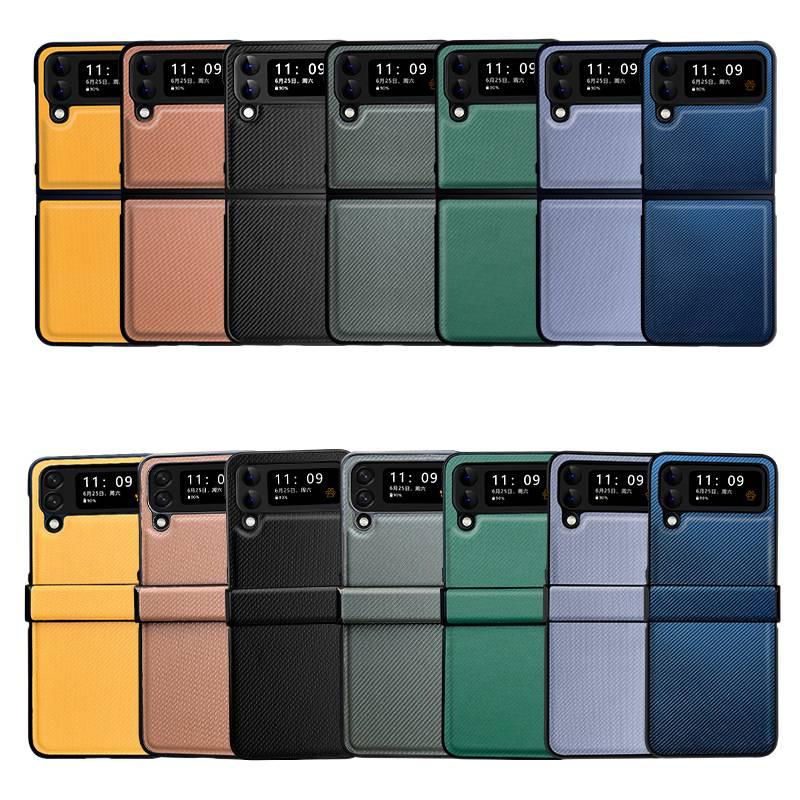Protective Case | Green | PC | Carbon Fiber Texture | Leather Patch | Cover for Samsung Galaxy Z Fold 6 - Image 4