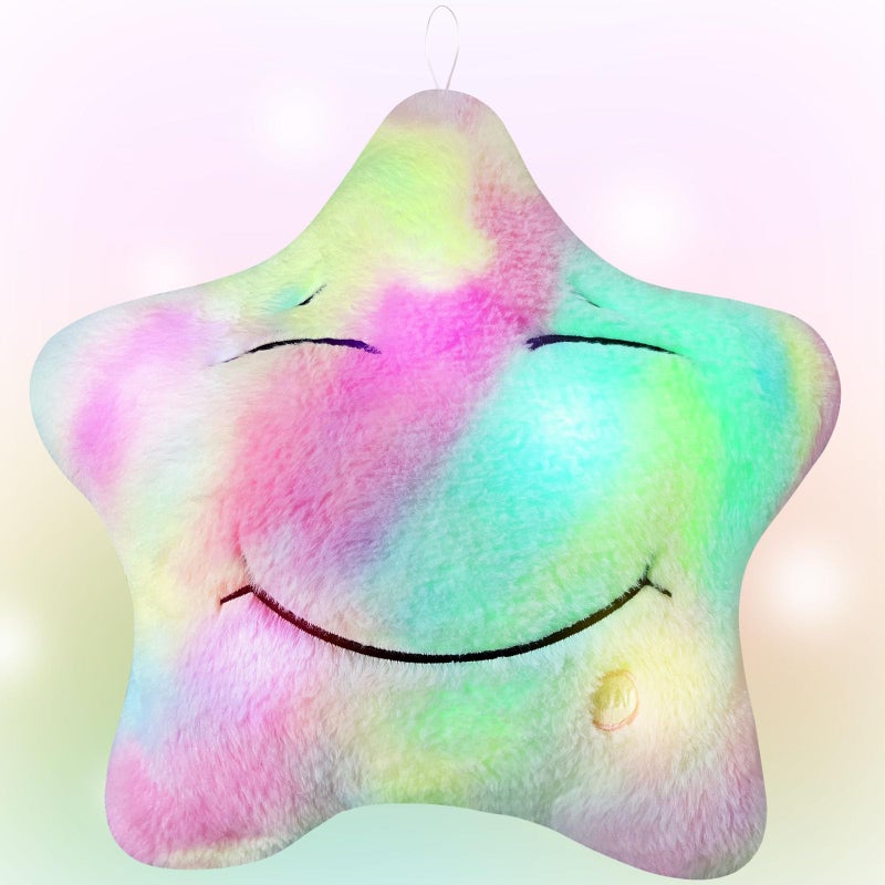Ainiv Ainiv LED Star Cushion, LED Star-Shaped Cushion, Luminous Children's Cushion, Star Cushion Luminous LED Night Light, Plush Cushion, Decorative Cushion, LED Gift for Christmas, Birthday, Bed, Sofa  - Image 1