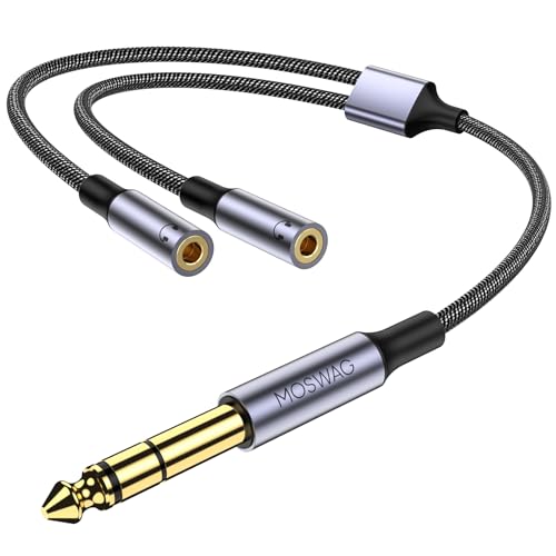 MOSWAG 14 inch TRS to Dual 18 Female Y Cable 635mm to Dual 35mm Female Y Splitter Cable 14 Inch to Dual 18 Inch Headphone Adapter Compatible Headphones etc - Image 1